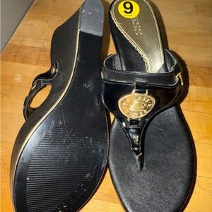 Guess Black and Gold Women's Sandals